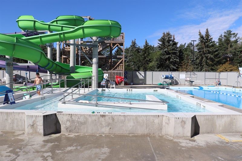 Outdoor Aquatic Centre-Water slides at the Abbey Centre Outdoor Aquatic Centre